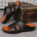 New Models High Quality Dubai Men slippers Leather Slip-on Real Cow Slide Sandals Big Size 46 Hot Sale Small Quantity Brand