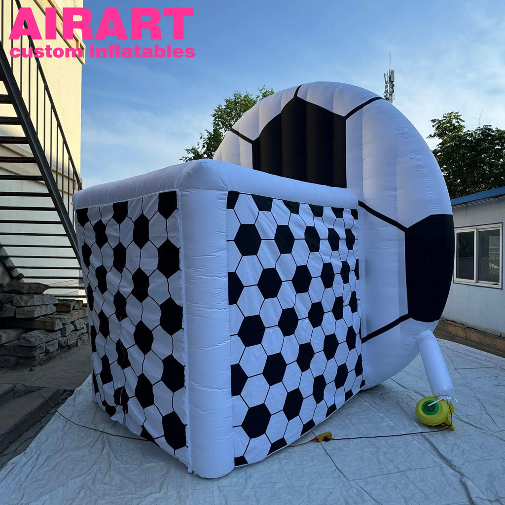Inflatable Soccer Tent Sports Themed School Event Inflatable Cube Tent 420D Oxford Cloth Inflatable Football Model Tent