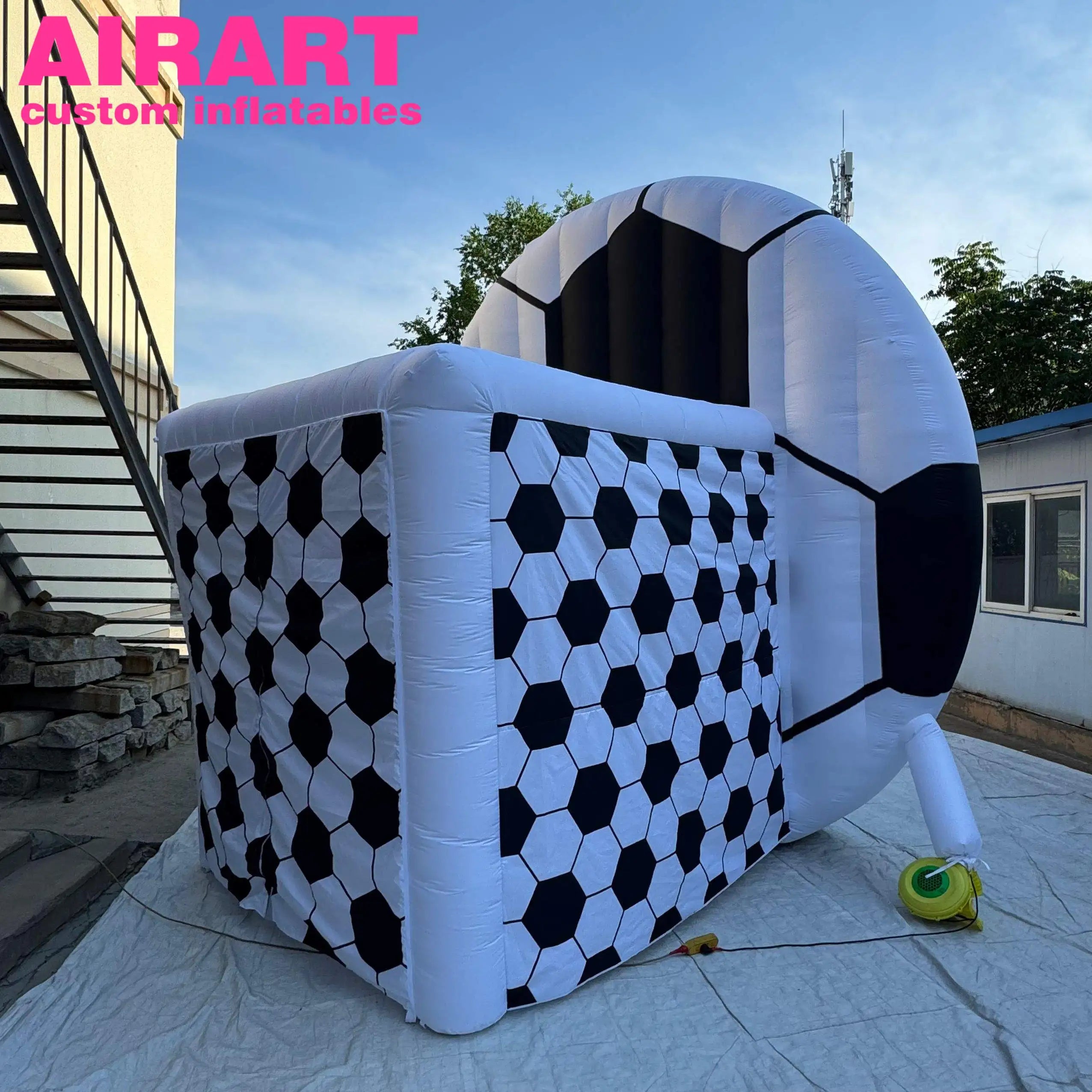 Inflatable Soccer Tent Sports Themed School Event Inflatable Cube Tent 420D Oxford Cloth Inflatable Football Model Tent