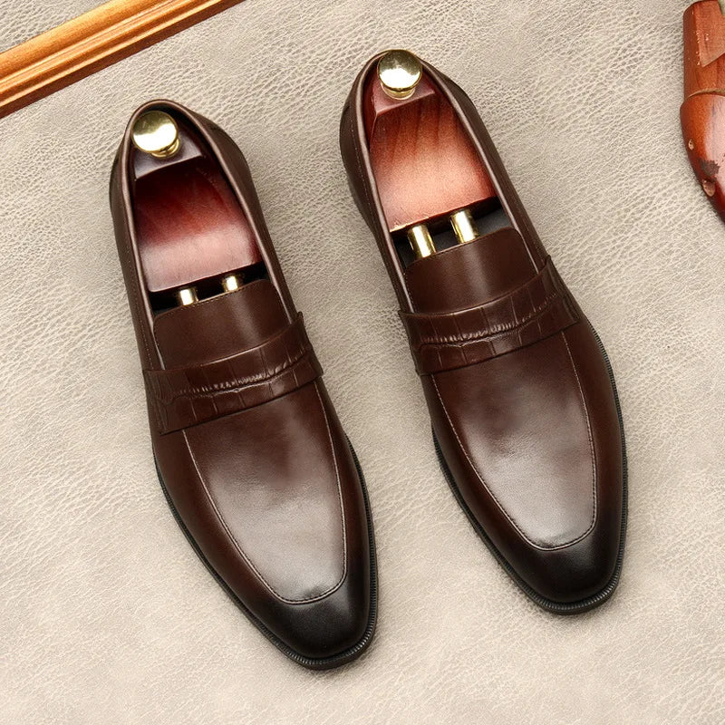 New Fashion Lace Men's Patchwork Shoes Big Size 38-44 Anti-Slip Breathable Lightweight Rubber Outsole Office Career Shoes