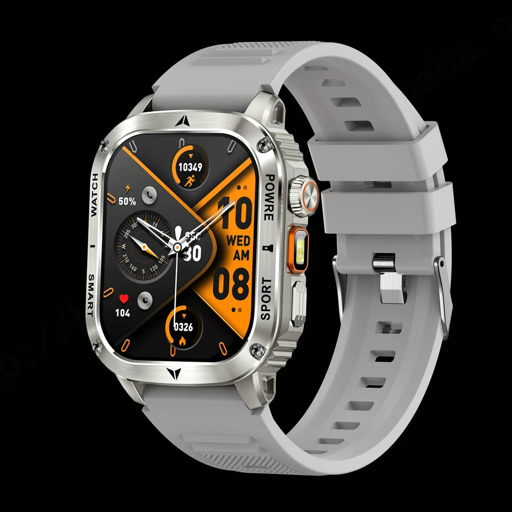 AK80 Smart Watch 2.01inch IPS Big Screen Square BT Call Flashlight Sport Outdoors Health Unisex IP68 Waterproof Dafit Compass
