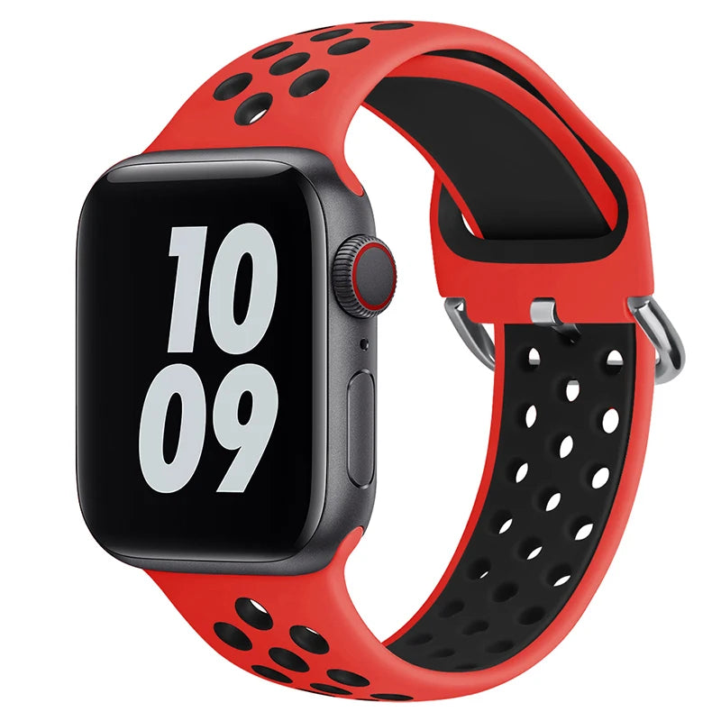 Silicone Breathable Strap For Apple Watch 7 8 41mm 45mm 40 44 38 42mm for nike sport Band iWatch serie SE 6 Ultra 49mm bracelet