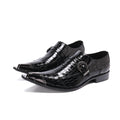 NA383 Luxury Man Shoes Pointed Toe Genuine Leather Crocodile Dress Shoes Men Black Vintage Party/Weding Shoes Male, 38-46