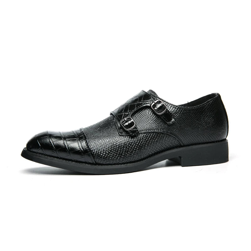 Point Toe Plus Size 14 Fashion Business Formal PU Leather Monk Strap Men Dress Shoes