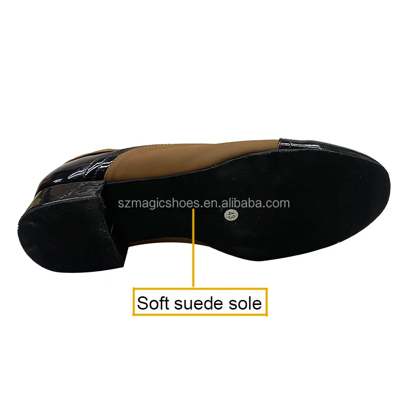 Personalized Salsa Ballroom Dancing Shoes for Men Black and Tan