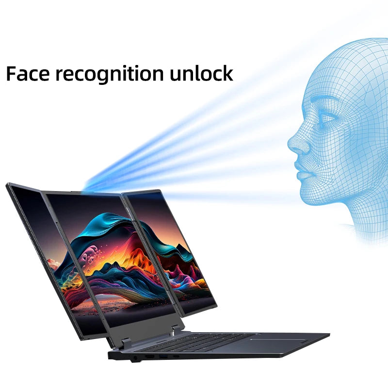 New Powered Triple Screen Laptop Intel Core I7 12-Core 16" Inch Win11 64GB RAM 1TB SSD Business Laptop Metal Body Dual Fan
