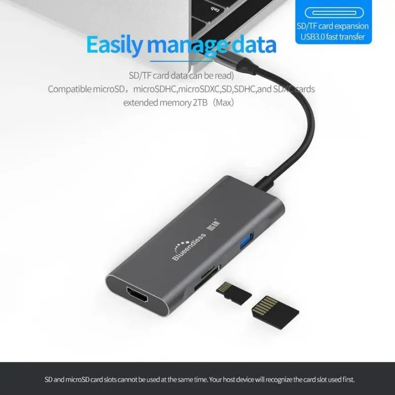 7 In 1 USB C Type C Multifunction Docking Station Hub with HDTV PD USB C Adapter Dock Station for Macbook Pro