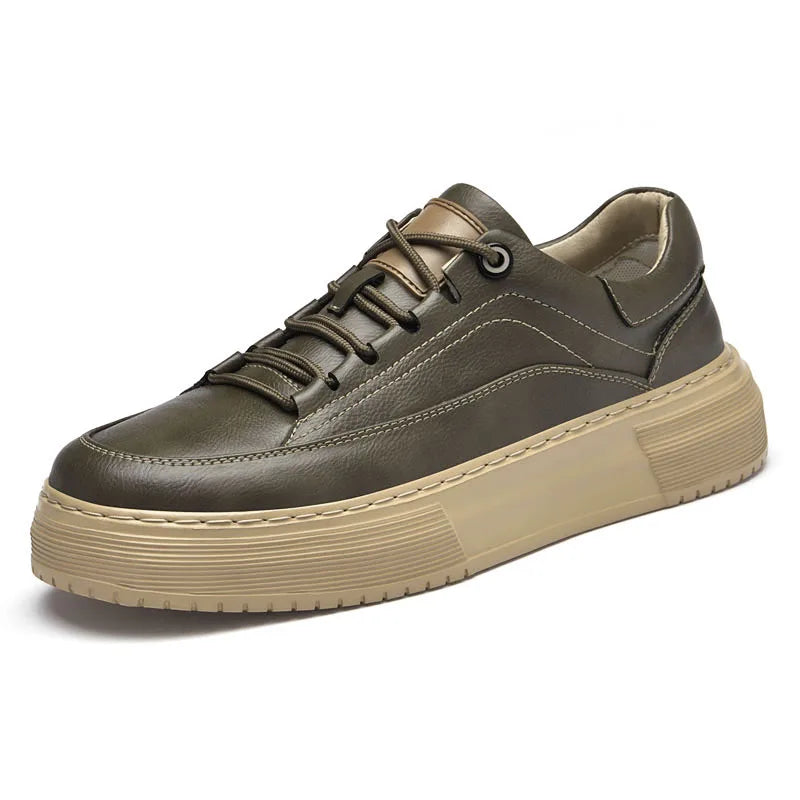 Factory Supply Men Shoes Sneakers Breathable 4 Seasons Board Shoes Casual Sneakers Leather Handmade Height Increase Shoes
