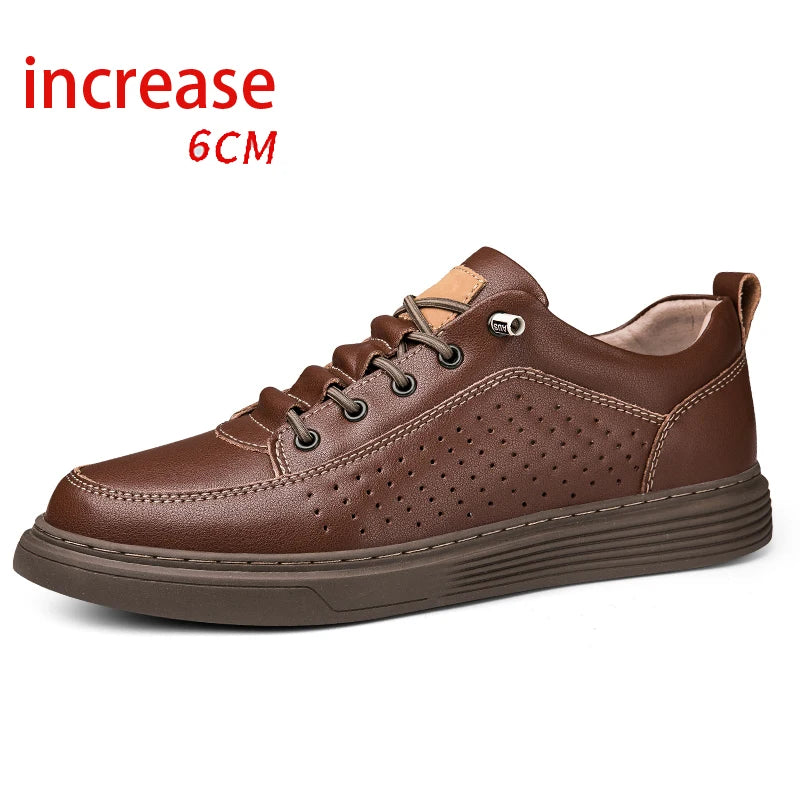 Invisible Height Increase 86CM Men's Sneakers, Leather Toe Cap, Breathable Rubber Outsole, Casual Style