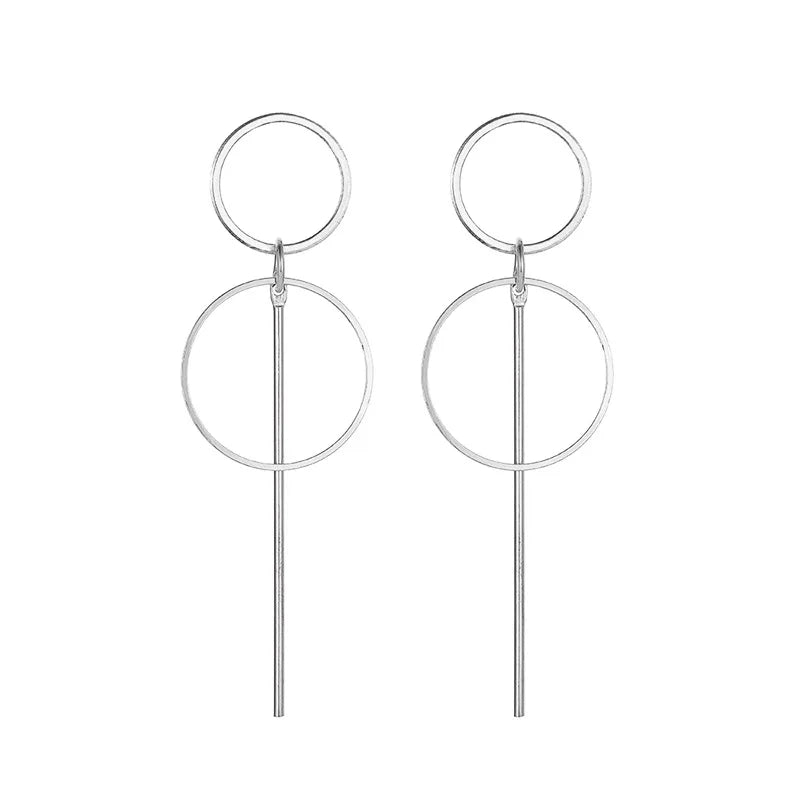 European and American Popular Fashion Trendy Simple Round Geometric Alloy Stud Earrings