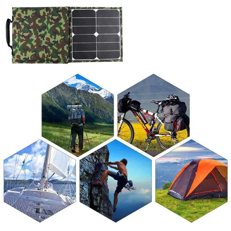 Solar Cell 80W Photovoltaic Panels USB Charger System Battery V 5V Portable Flexible Foldable Energy Power Sunpower Camping Set