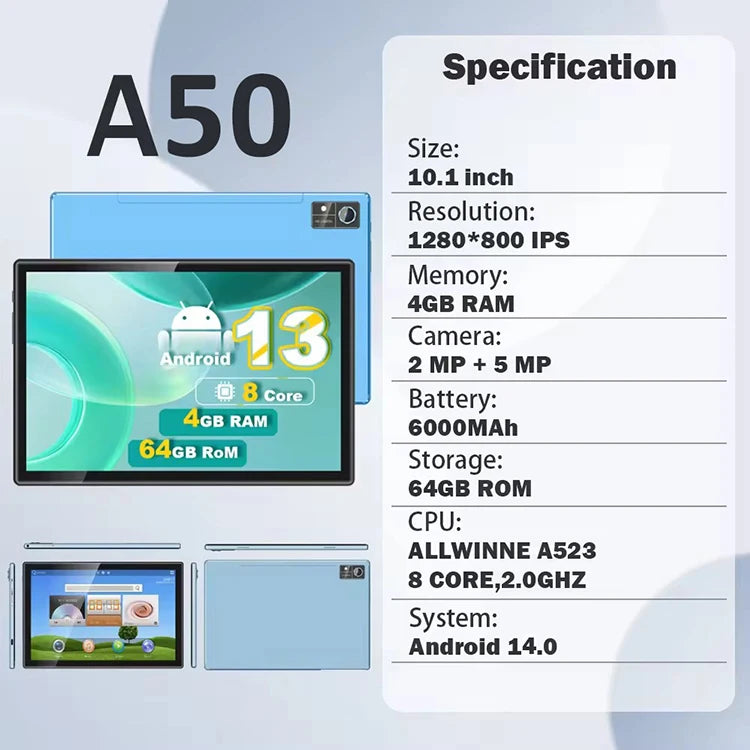 Hot Selling Android 14 A523 Octa Core 10.1 Inch HD IPS Touch Screen 4gb Ram 64gb Rom 4g Business PC Tablet for Adult