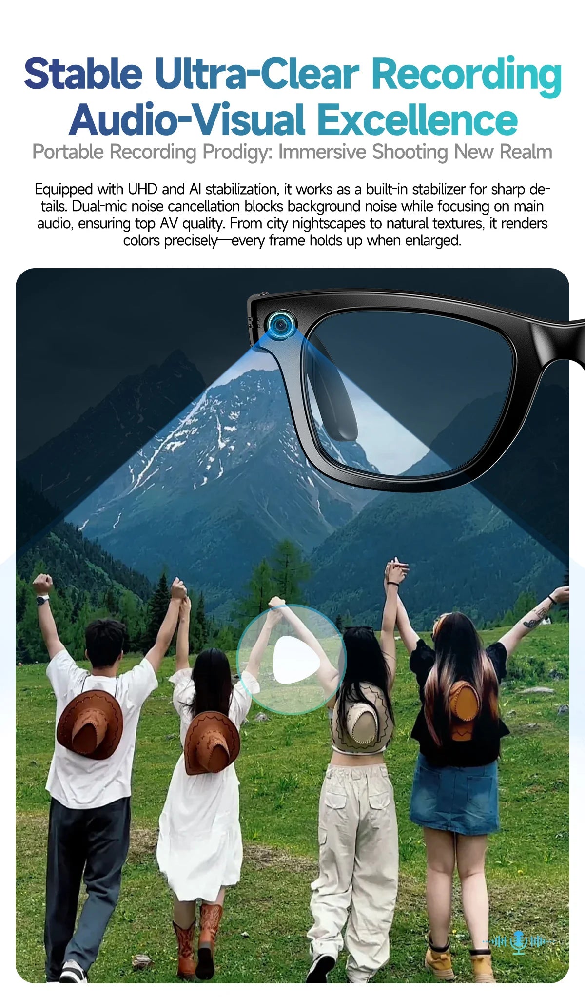 New Design Camera Smart Wireless Sunglass Magnetic Sunglasses Smart Ai Glasses for Men Women 2025 New Arrival