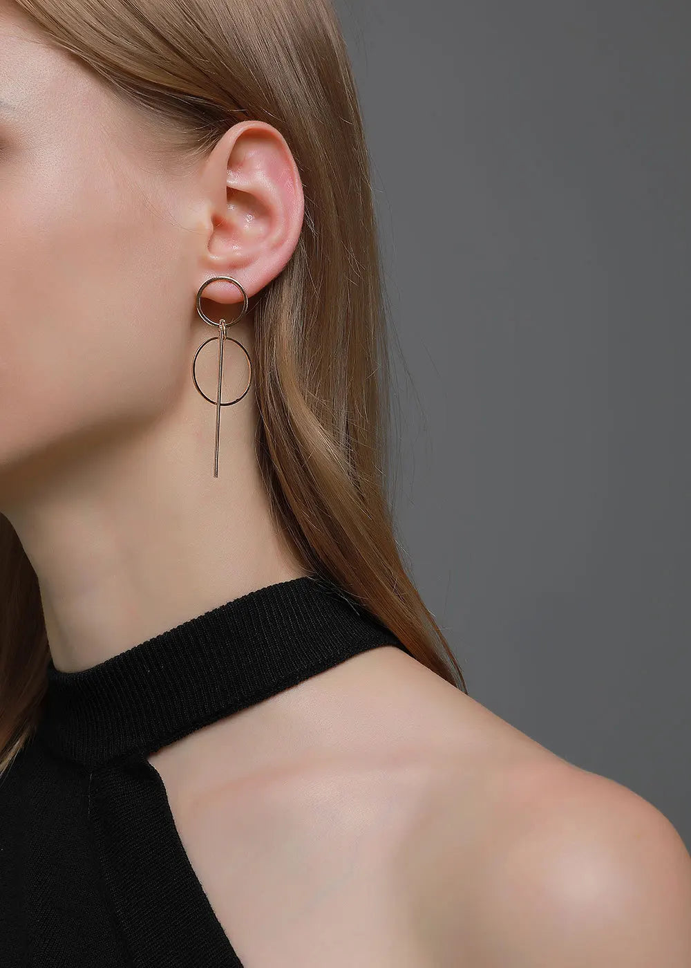 European and American Popular Fashion Trendy Simple Round Geometric Alloy Stud Earrings
