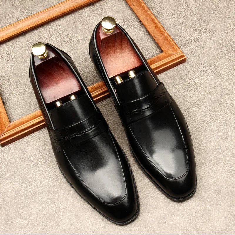 New Fashion Lace Men's Patchwork Shoes Big Size 38-44 Anti-Slip Breathable Lightweight Rubber Outsole Office Career Shoes