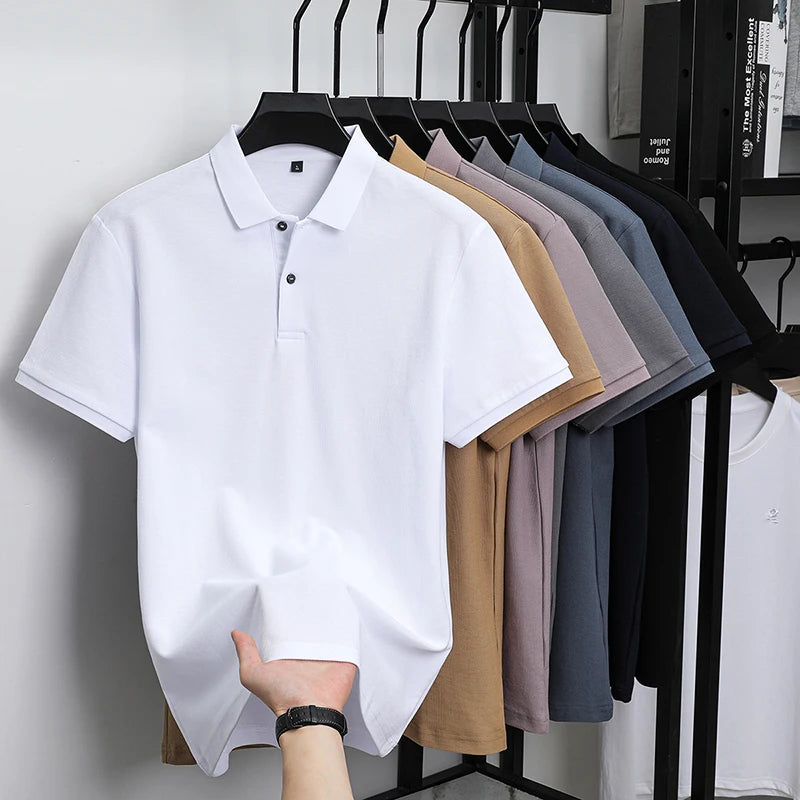 Men's Summer New Arrival Cotton for Polo Shirt Custom Fit Short Sleeve with Solid Pattern - Free Item Weekend (50% off).