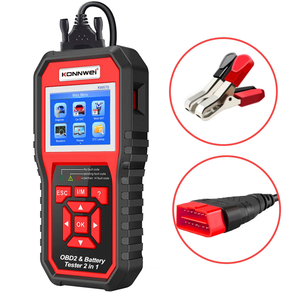 Konnwei KW850 Plus New Verson OBD2 EOBD  Escaner Automotriz Diagnostic Tool with Battery Tester for All Car