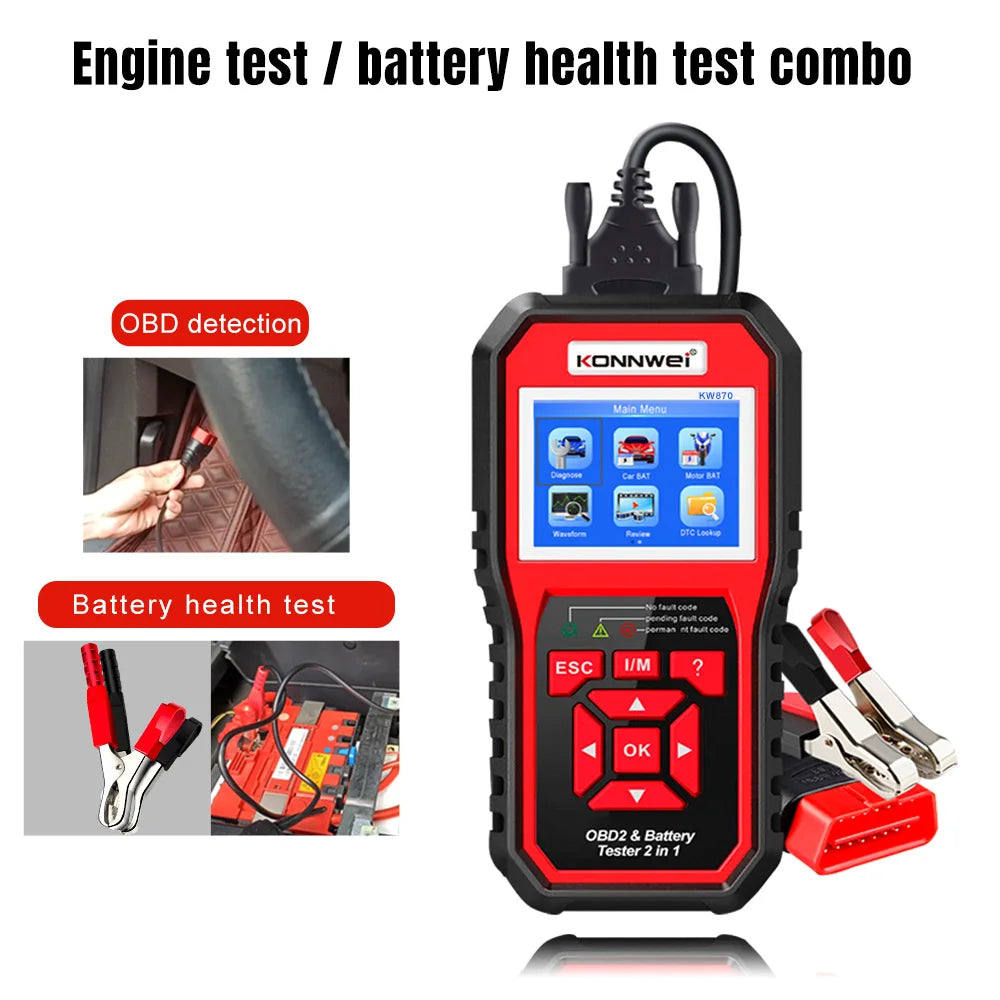 Konnwei KW850 Plus New Verson OBD2 EOBD  Escaner Automotriz Diagnostic Tool with Battery Tester for All Car