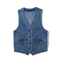 Denim Vest Men's Jacket Spring Autumn Jeans Jacket V-neck Design Korean Vest Loose Casual Fashion All-match Style Male Clothing