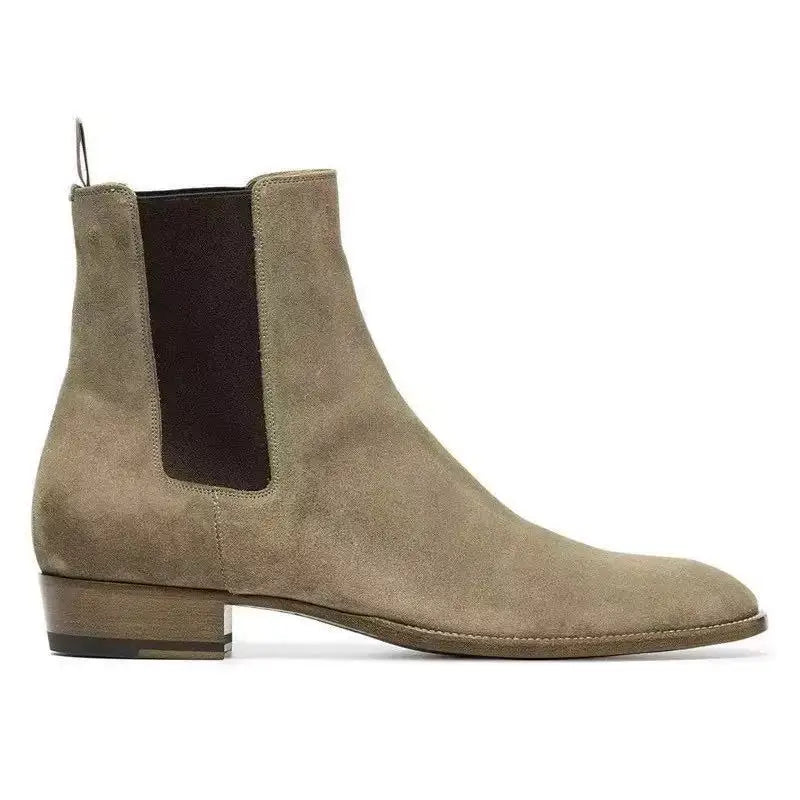 2025 Summer Cross-Border Export Men's Genuine Leather Chelsea Boots Pointed Toe Business Style High-Top Slip-On for Winter