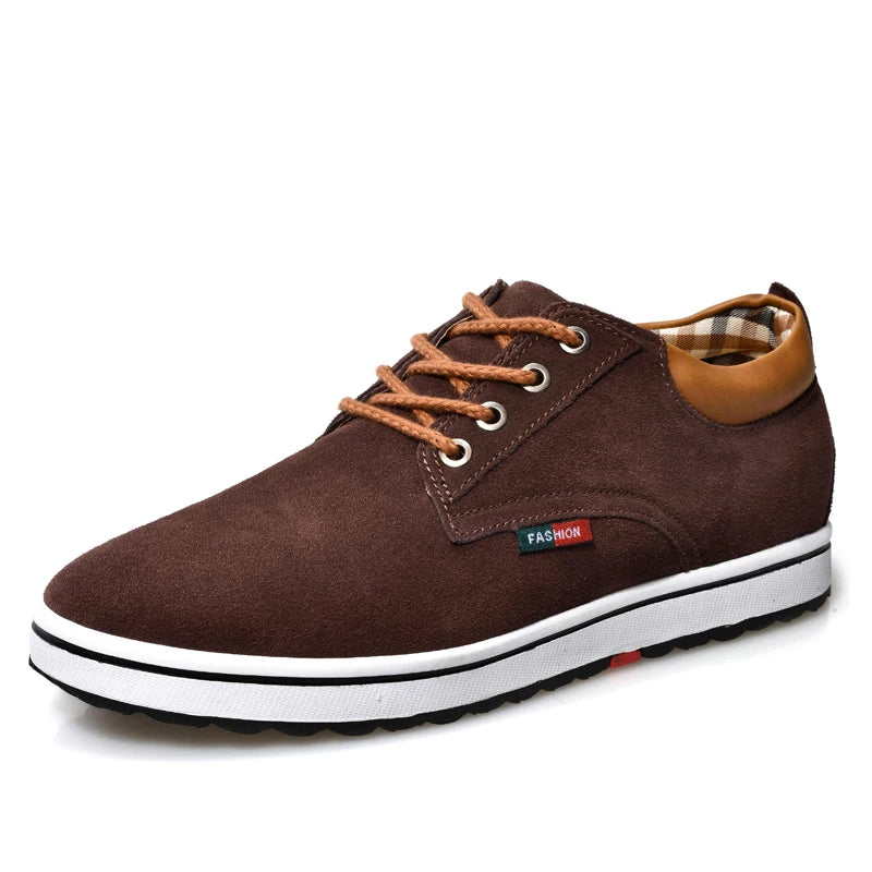 World-win 2023 Men's Casual Sports Board Shoes Small Size Leather Shoes Elevator Shoes for Men Height Increasing