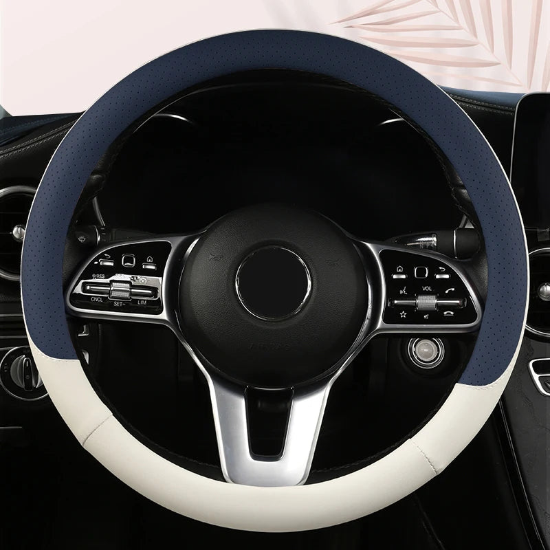 Car Anti-Slip Leather Steering Wheel Cover Universal Car Steering Wheel Protective Cover Fashion Style 38cm Shape O D