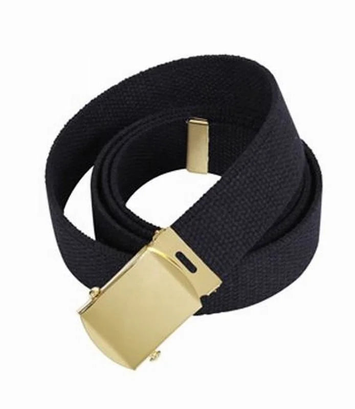 M635487YO Men's & Boys' Web Belt Adjustable One Size Suit Cotton Strap and Gold Plating Buckle