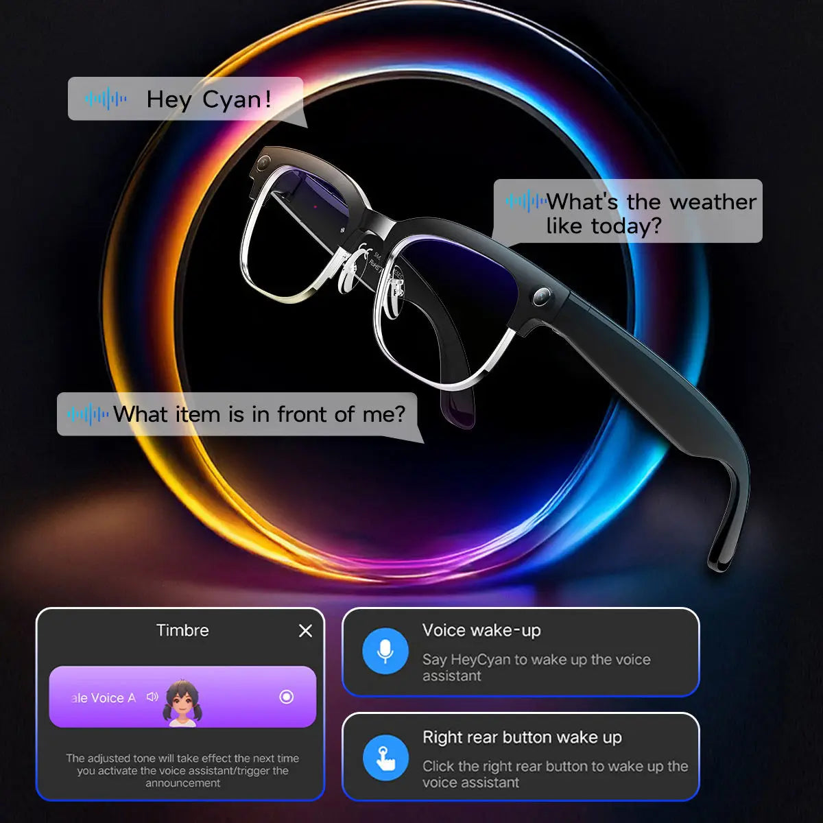 W630 Smart AI Glasses with 8MP HD Camera Video Recording WIFI Transmission Real-time Translation Smart Wearable Headset