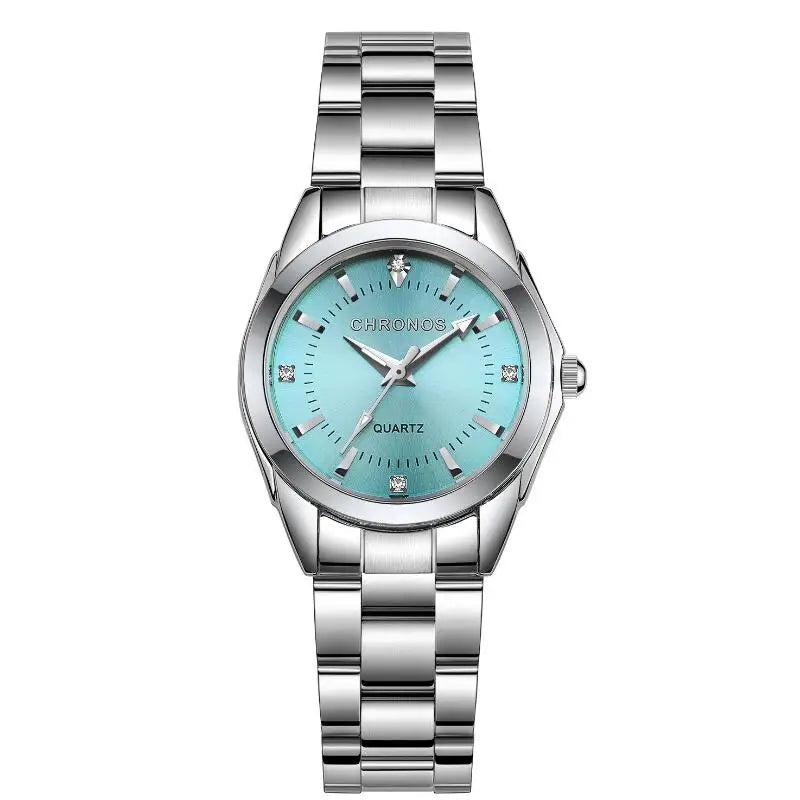 CHRONOS Stainless Steel Fashion Women's Wristwatch Luxury Waterproof Ladies Watch Business Rhinestone Watches For Female Gift
