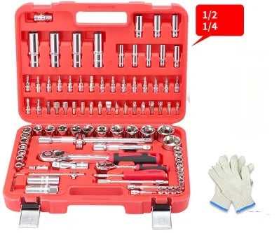 1/4" 1/2" 61--94pcs ratchet handle socket sleeve wrench spanner screwdriver head extension rod bar set auto truck repairing tool