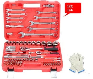 1/4" 1/2" 61--94pcs ratchet handle socket sleeve wrench spanner screwdriver head extension rod bar set auto truck repairing tool