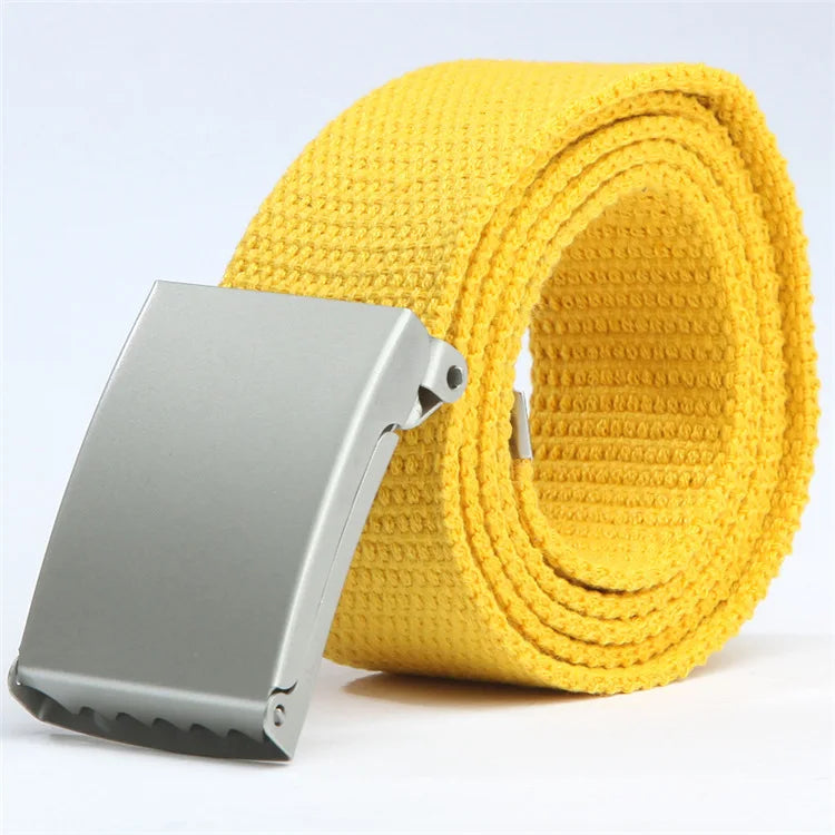 Fashion New Unisex Trousers Belts Canvas Belt Metal Buckle Men Women Boys Jeans Belts Candy Colors Top Quality Luxury Belts