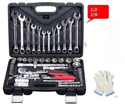 1/4" 1/2" 61--94pcs ratchet handle socket sleeve wrench spanner screwdriver head extension rod bar set auto truck repairing tool