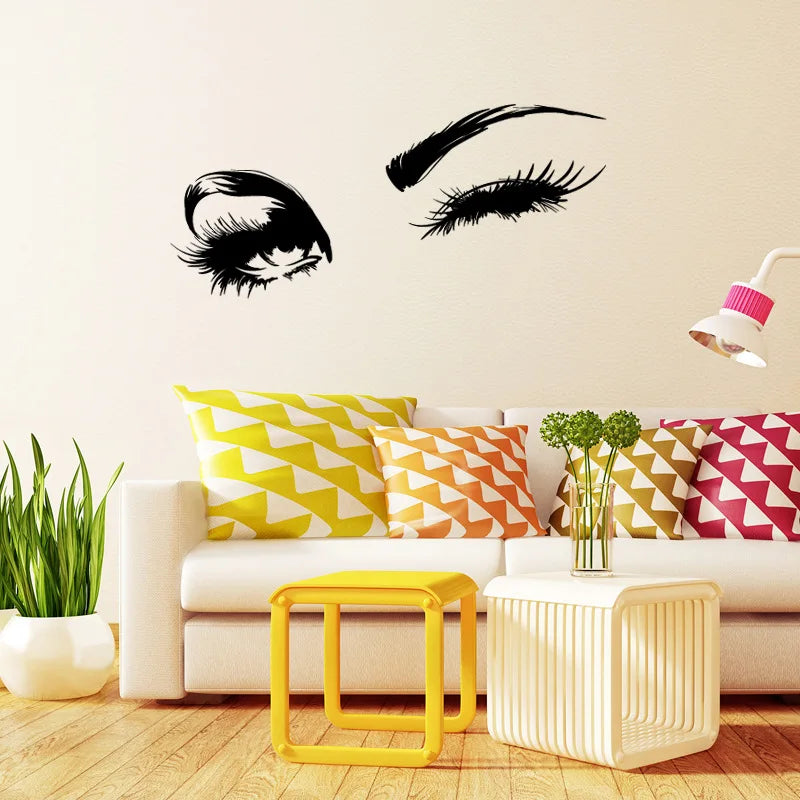 Wall Decals Beautiful Charming Eyes Lashes Wink Decor Wall Art Mural Vinyl Decal Stickers Interior Design Bedroom Sticker - Free Items Weekend.