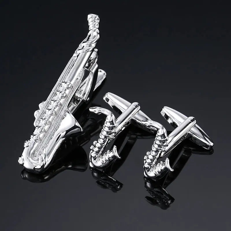 High Quality Cuff links necktie clip for tie pin for men's gift Classic pattern tie bars cufflinks tie clip set Men Jewelry