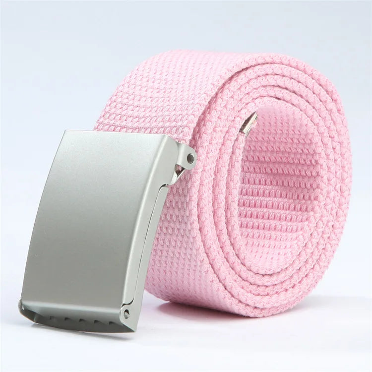 Fashion New Unisex Trousers Belts Canvas Belt Metal Buckle Men Women Boys Jeans Belts Candy Colors Top Quality Luxury Belts