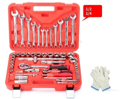 1/4" 1/2" 61--94pcs ratchet handle socket sleeve wrench spanner screwdriver head extension rod bar set auto truck repairing tool