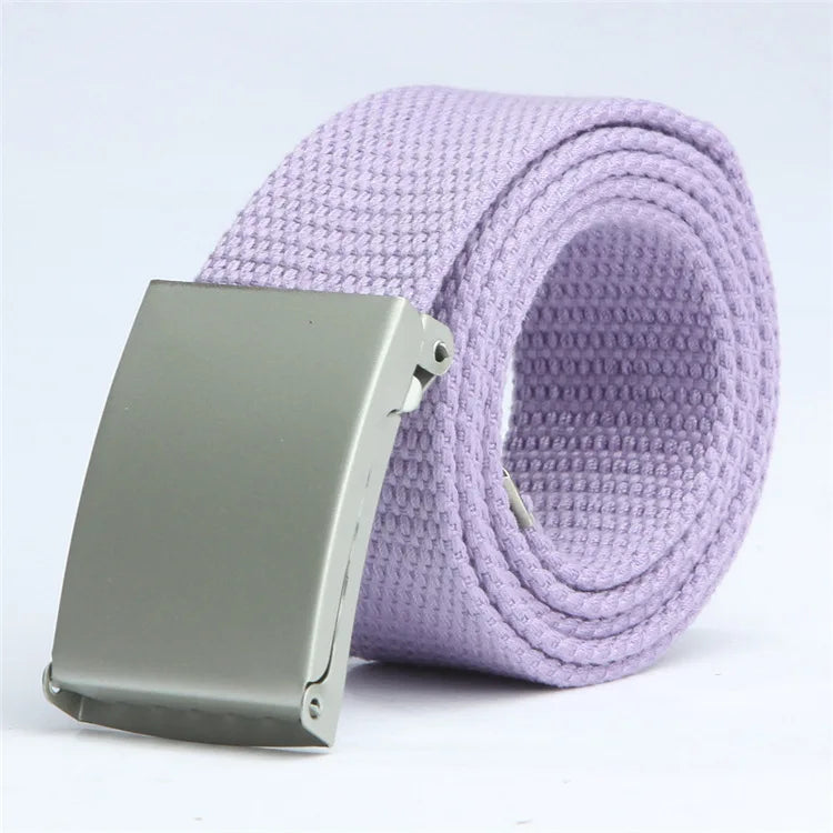 Fashion New Unisex Trousers Belts Canvas Belt Metal Buckle Men Women Boys Jeans Belts Candy Colors Top Quality Luxury Belts