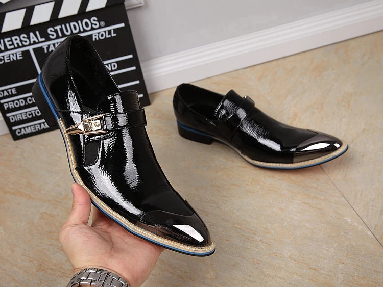 NA067 New Black Silver and Gold Color Dress Shoes Fashion Man Shoes Party Wear Male Leather Shoe Wedding Man Groom Wear