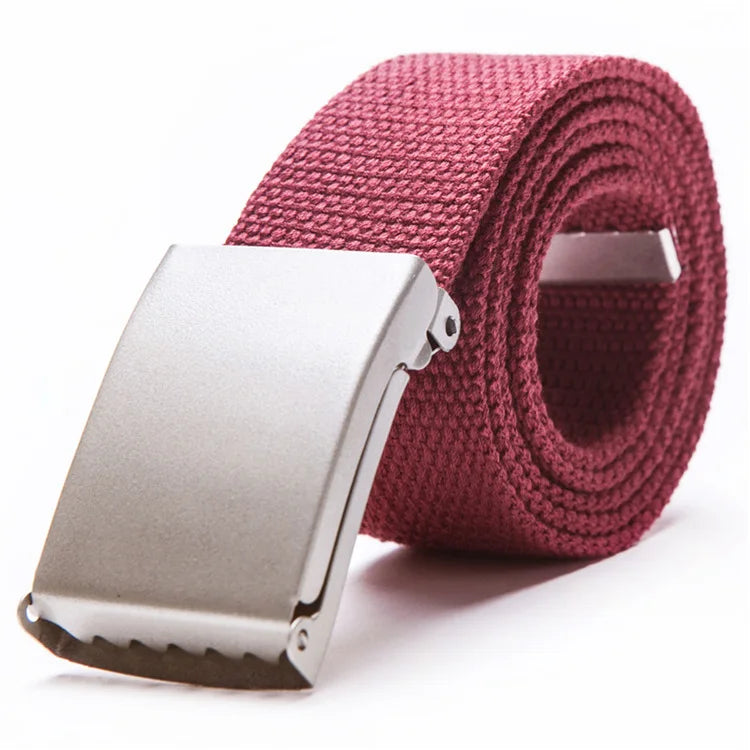 Fashion New Unisex Trousers Belts Canvas Belt Metal Buckle Men Women Boys Jeans Belts Candy Colors Top Quality Luxury Belts