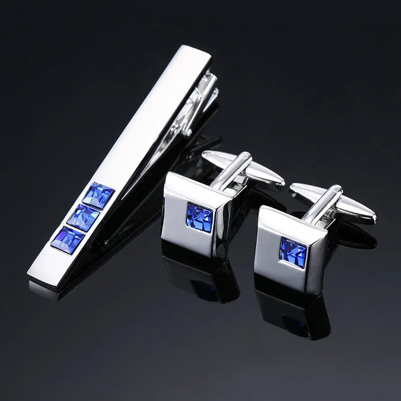 High Quality Cuff links necktie clip for tie pin for men's gift Classic pattern tie bars cufflinks tie clip set Men Jewelry