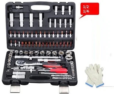 1/4" 1/2" 61--94pcs ratchet handle socket sleeve wrench spanner screwdriver head extension rod bar set auto truck repairing tool