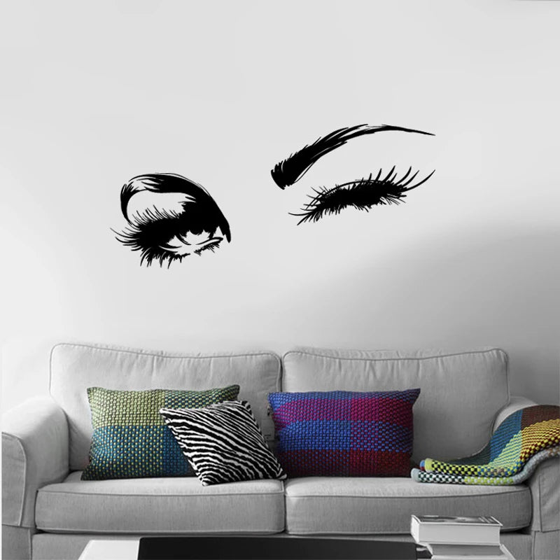 Wall Decals Beautiful Charming Eyes Lashes Wink Decor Wall Art Mural Vinyl Decal Stickers Interior Design Bedroom Sticker - Free Items Weekend.