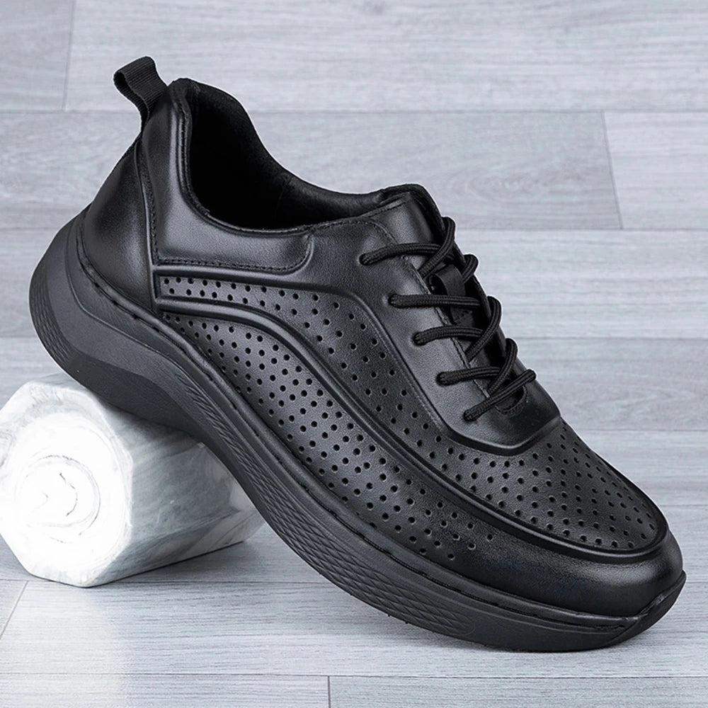 Y 37-45 New Men's First-Layer Cowhide Breathable Thick-Soled Soft Casual Fashion Sneakers