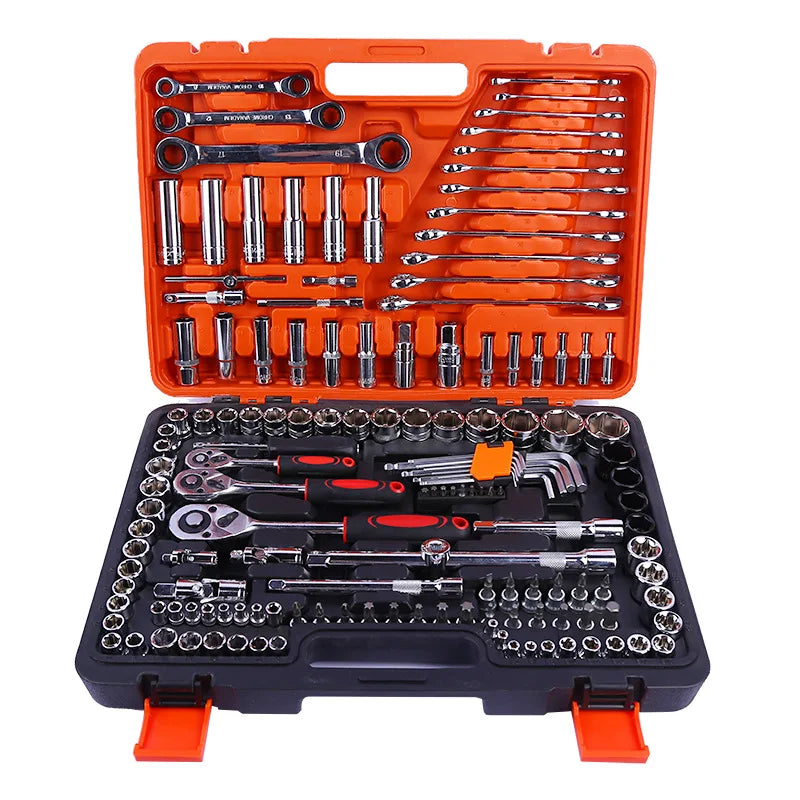 218 Pcs OEM 1 Set Hard Case Chrome Vanadium Steel Adjustable Wrenches Easy Carry Car Repair Socket Tool Set