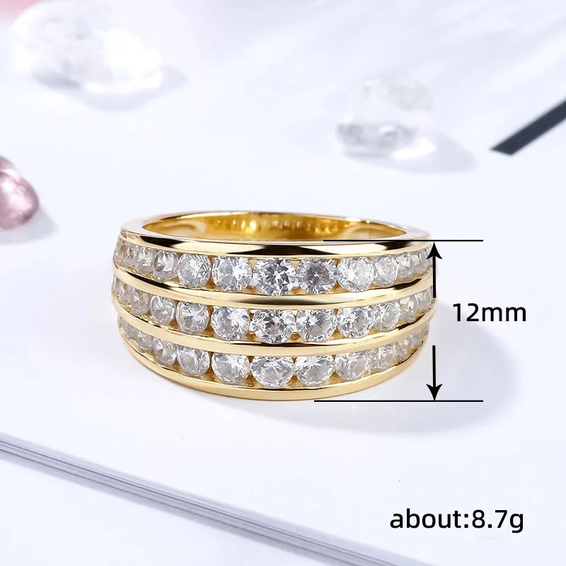 Q230 Women's Cocktail Ring Gold Plated Cubic Zirconia Channel Setting Round Stone Party Fashion Jewelry