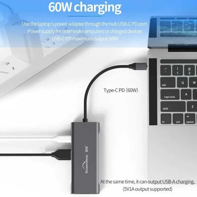 7 In 1 USB C Type C Multifunction Docking Station Hub with HDTV PD USB C Adapter Dock Station for Macbook Pro