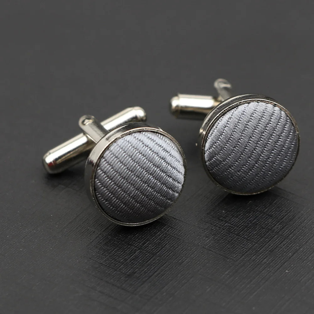 Classic Fashion Striped Polyester Check Design Cufflink For Mens Brand Cuff Buttons Cuff Links High Quality Jewelry Accessory
