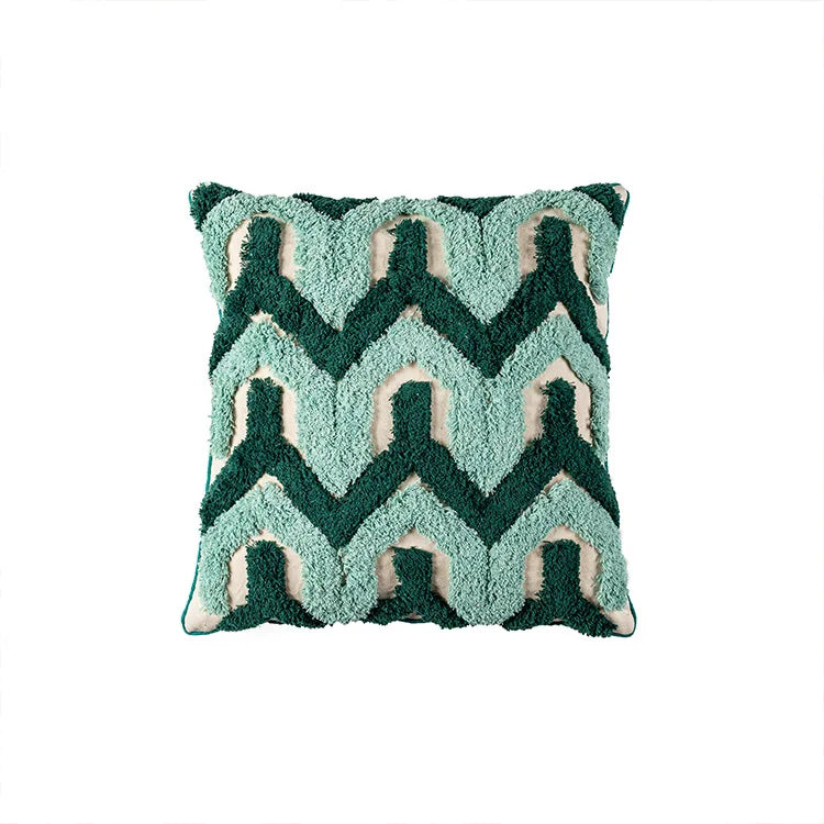 Lake Green Handmade Geometric Embroidery Cushion Case Tassels Home Decor Pillow Case 45x45cm PillowCase Pillow Sham
