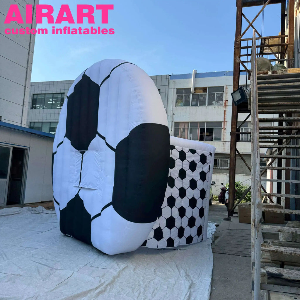 Inflatable Soccer Tent Sports Themed School Event Inflatable Cube Tent 420D Oxford Cloth Inflatable Football Model Tent